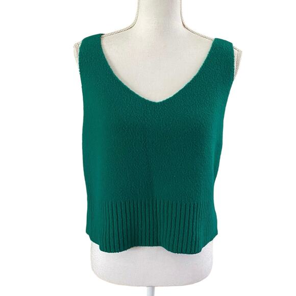 NEW A New Day Size L Crop Sweater Tank Top Swank Green Fuzzy - Picture 1 of 4